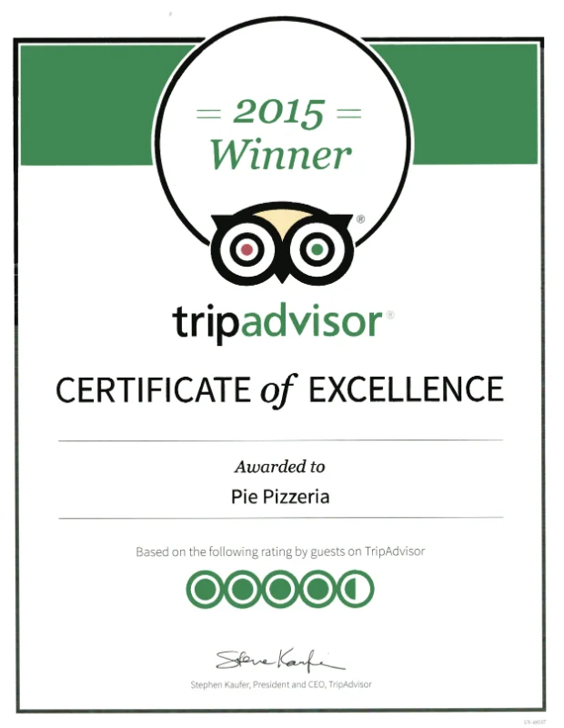 TripAdvisor Cert of Excellence &mdash; 2015